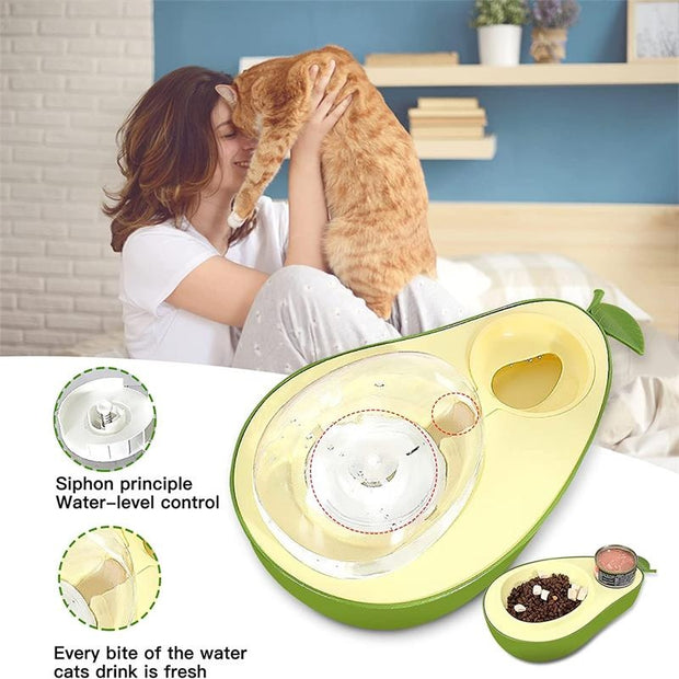 Automatic Drinking Water Bottle Pet Feeder Avocado Shape Kitten Slow Food Feeding Bowl Small Pets Feeder