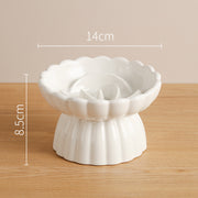 Elevated Ceramic Slow Feed Dish For Cats And Small Dogs, Flower Pool Design Pet Slow Feeder With Higher Edges,Raised Pet Bowl For Dry & Wet Food