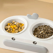 Duck Design Pet Double Bowl Plastic Kitten Dog Food Drinking Tray Feeder Cat Feeding Pet Supplies Accessories