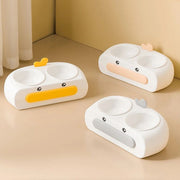 Duck Design Pet Double Bowl Plastic Kitten Dog Food Drinking Tray Feeder Cat Feeding Pet Supplies Accessories