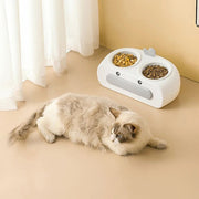 Duck Design Pet Double Bowl Plastic Kitten Dog Food Drinking Tray Feeder Cat Feeding Pet Supplies Accessories