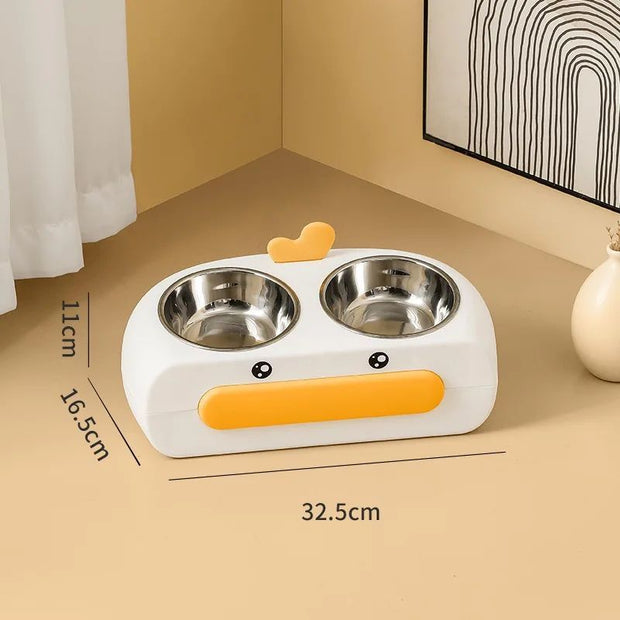 Duck Design Pet Double Bowl Plastic Kitten Dog Food Drinking Tray Feeder Cat Feeding Pet Supplies Accessories