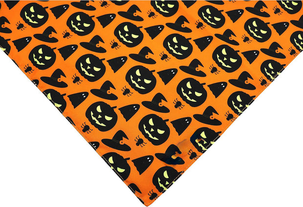 Halloween Dog Bandanas Pumpkin And Spider Web Bibs Triangle Reversible Fall Pet Scarf Premium Durable Fabric Adjustable Fit